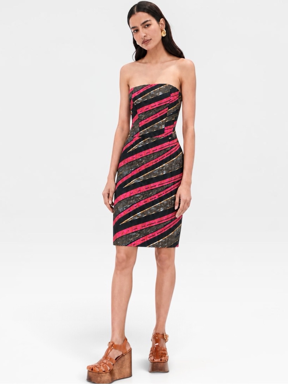 NWT Stella Jean Bacca Strapless Printed Cotton Dress IT 38 US 2